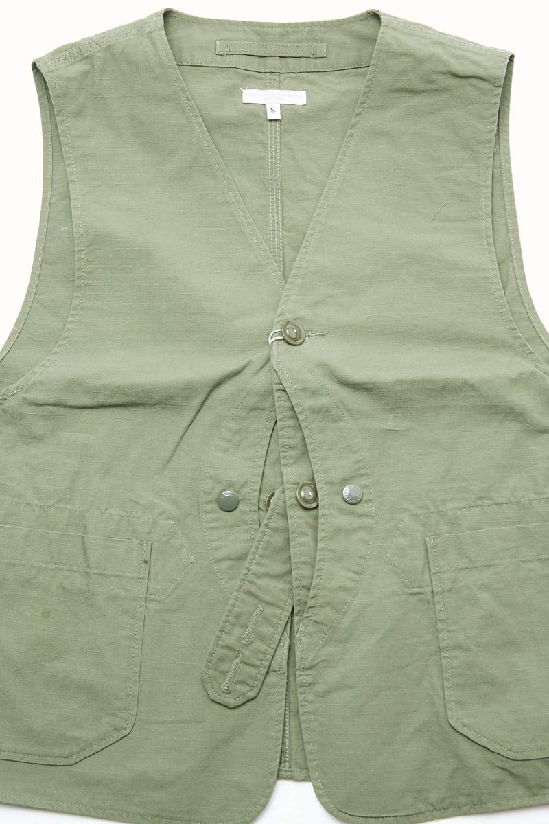 Engineered Garments Upland Vest - Olive Cotton Ripstop