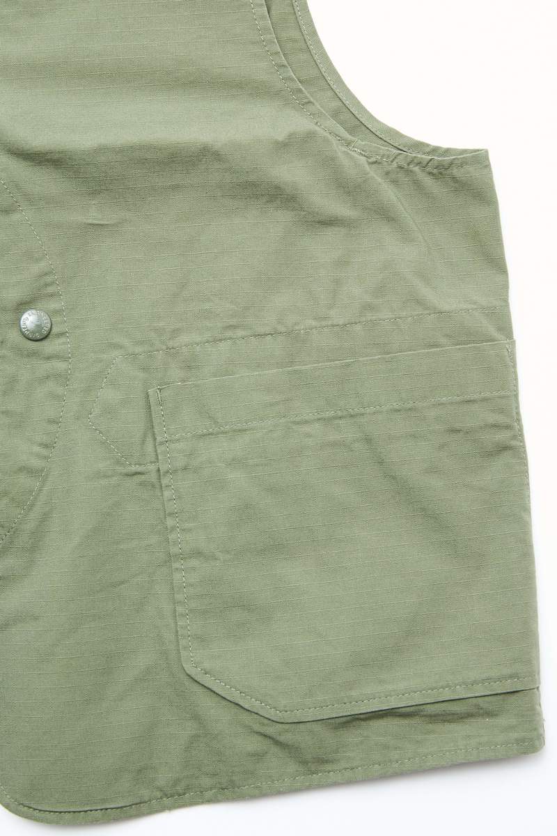 Engineered Garments Upland Vest - Olive Cotton Ripstop