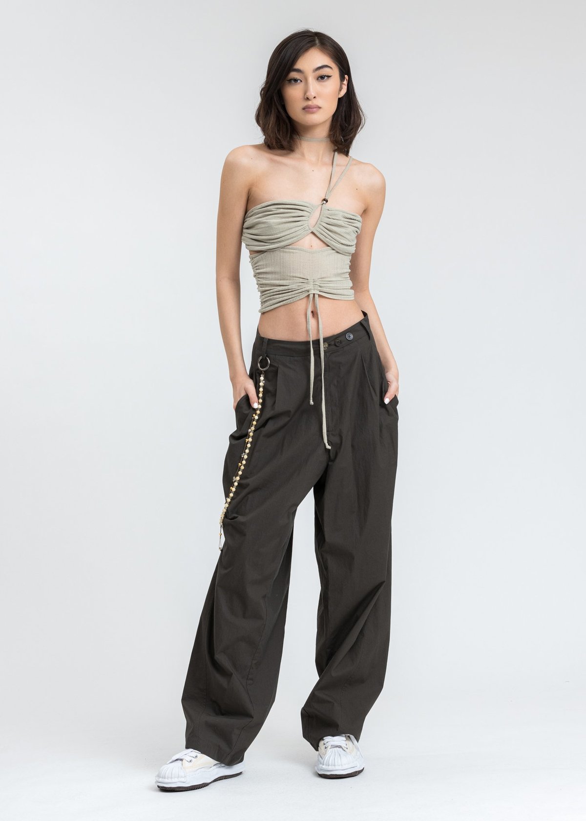 Beige-Shirring-Tube-Top-