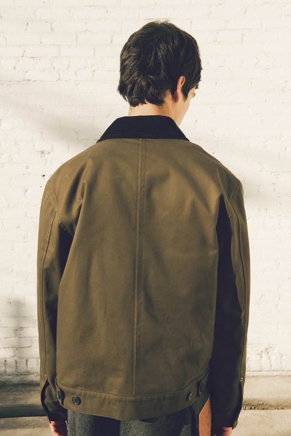 ジャケット LOEWE KHAKI JACKET WITH SLIT ON THE BACK Loewe - Workwear Khaki Green Denim Jacket | Mitchell Stores