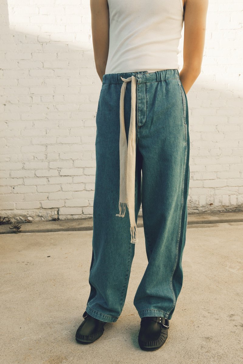 LOEWE Indigo Stripe Drawstring Jeans - Light Blue | Garmentory