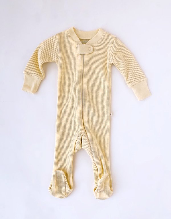 Kids Noble Organic Waffle Footie Sleeper - Buttercream Kids Noble Organic Waffle Footie Sleeper - Buttercream