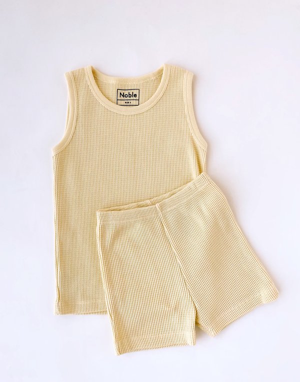 Kids Noble Organic Waffle Tank Set - Buttercream Kids Noble Organic Waffle Tank Set - Buttercream