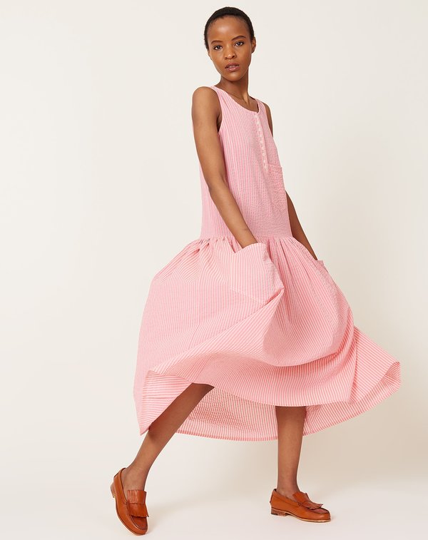 Caron Callahan Myrtle Dress - Pink Gauze Stripe Caron Callahan Myrtle Dress - Pink Gauze Stripe