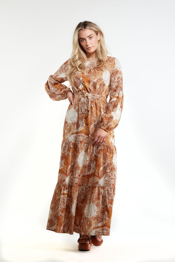 THE ODELLS Annalise Maxi Dress - Brick Multi THE ODELLS Annalise Maxi Dress - Brick Multi