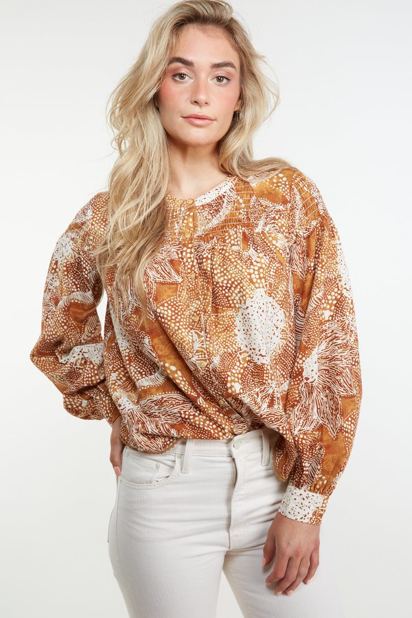 THE ODELLS Beverly Blouse - Brick Multi THE ODELLS Beverly Blouse - Brick Multi