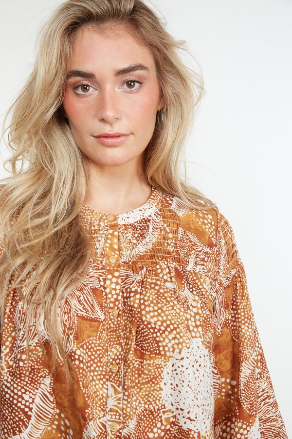 THE ODELLS Beverly Blouse - Brick Multi THE ODELLS Beverly Blouse - Brick Multi