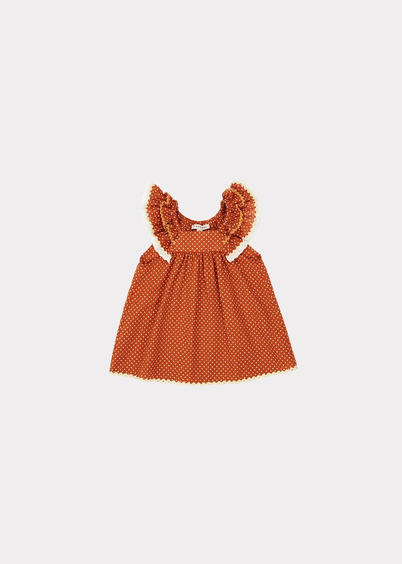 kids Caramel Mulloway Baby Dress - Rust Dot | Garmentory