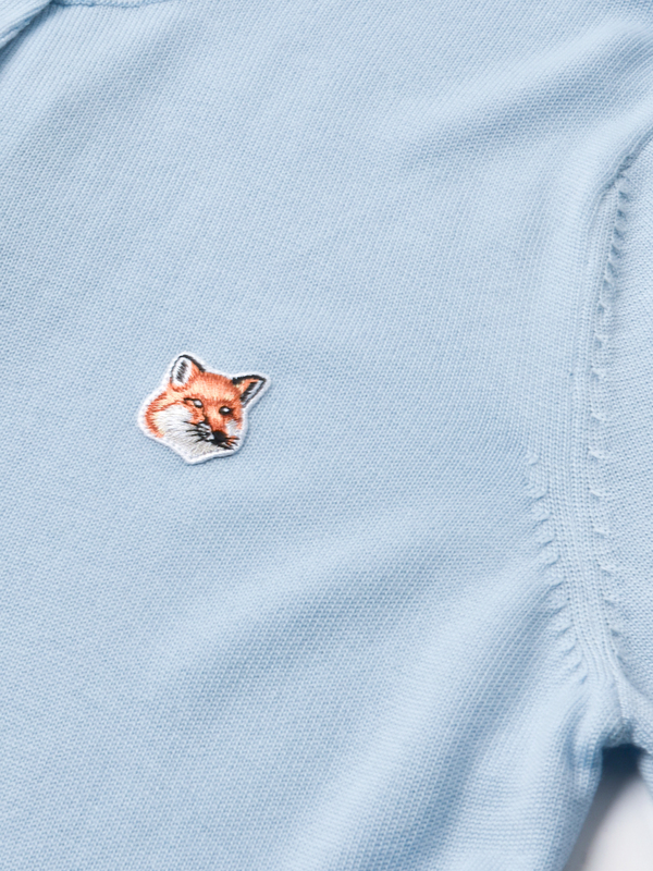 Maison Kitsuné WOMEN FOX HEAD PATCH ADJUSTED CARDIGAN- LIGHT BLUE