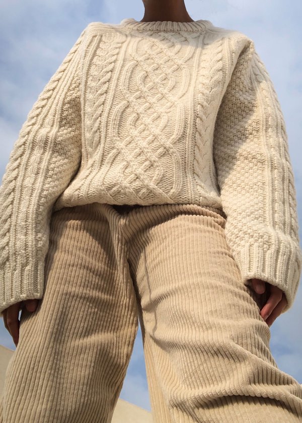 W A N T S Chunky Cable Knit Sweater - Bone W A N T S Chunky Cable Knit Sweater - Bone