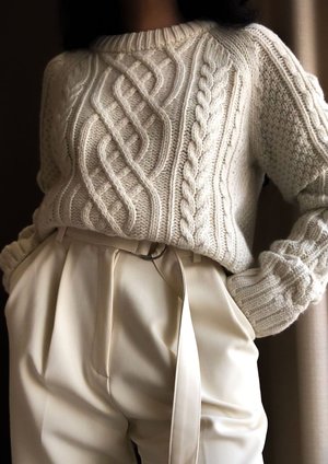 W A N T S Chunky Cable Knit Sweater - Bone W A N T S Chunky Cable Knit Sweater - Bone