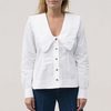 Ganni Poplin V-Neck Shirt - White - Thumbnail 5