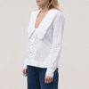 Ganni Poplin V-Neck Shirt - White - Thumbnail 6