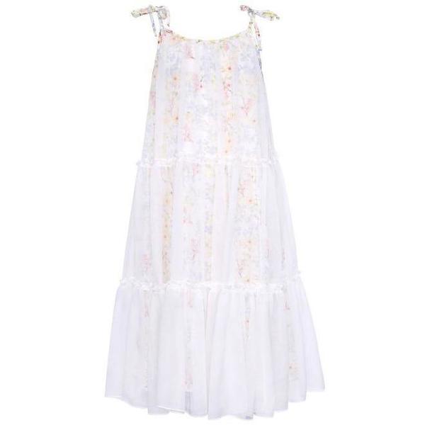 sachin and babi light blue dress White Ruffle Chiffon Dress Dolly Luxury White V-Neck Sleeveless Loose  Ruffle Wedding Dress-Yola M / White main image 0