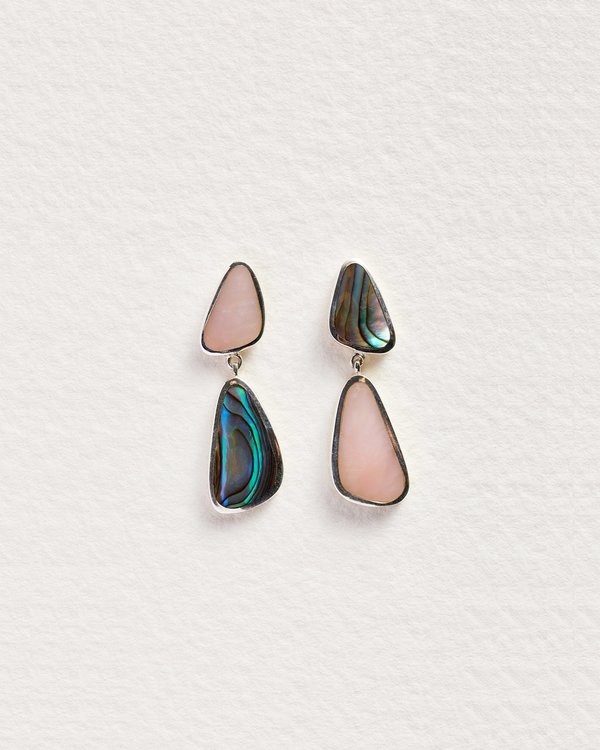 Pamela Love Miro Drop Earrings Sterling Silver/Abalone/Pink Opal