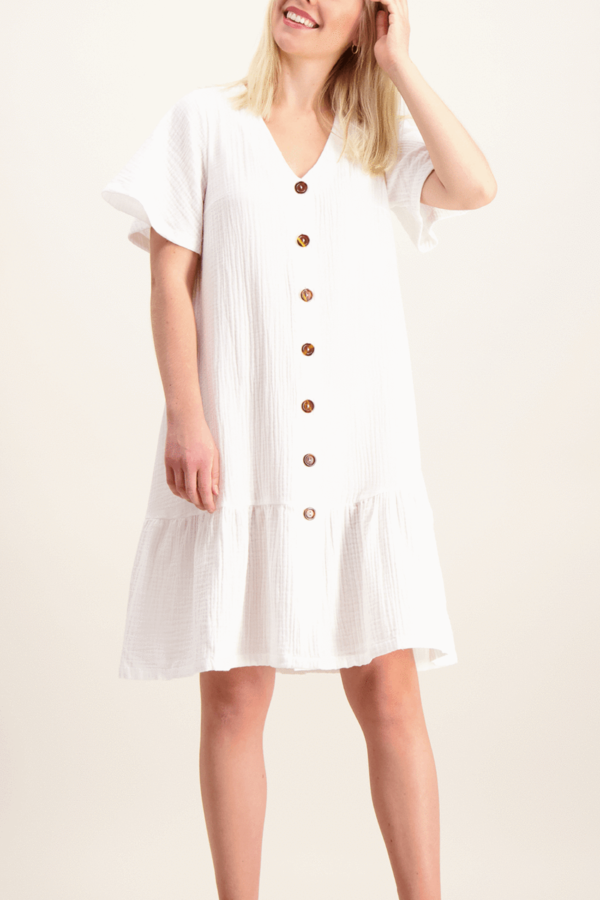 Kaiko Frill button dress - white | Garmentory