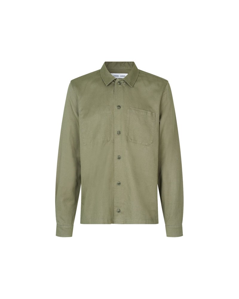 Samsøe & Samsøe Camisa Ruffo JC - Deep Lichen Green | Garmentory