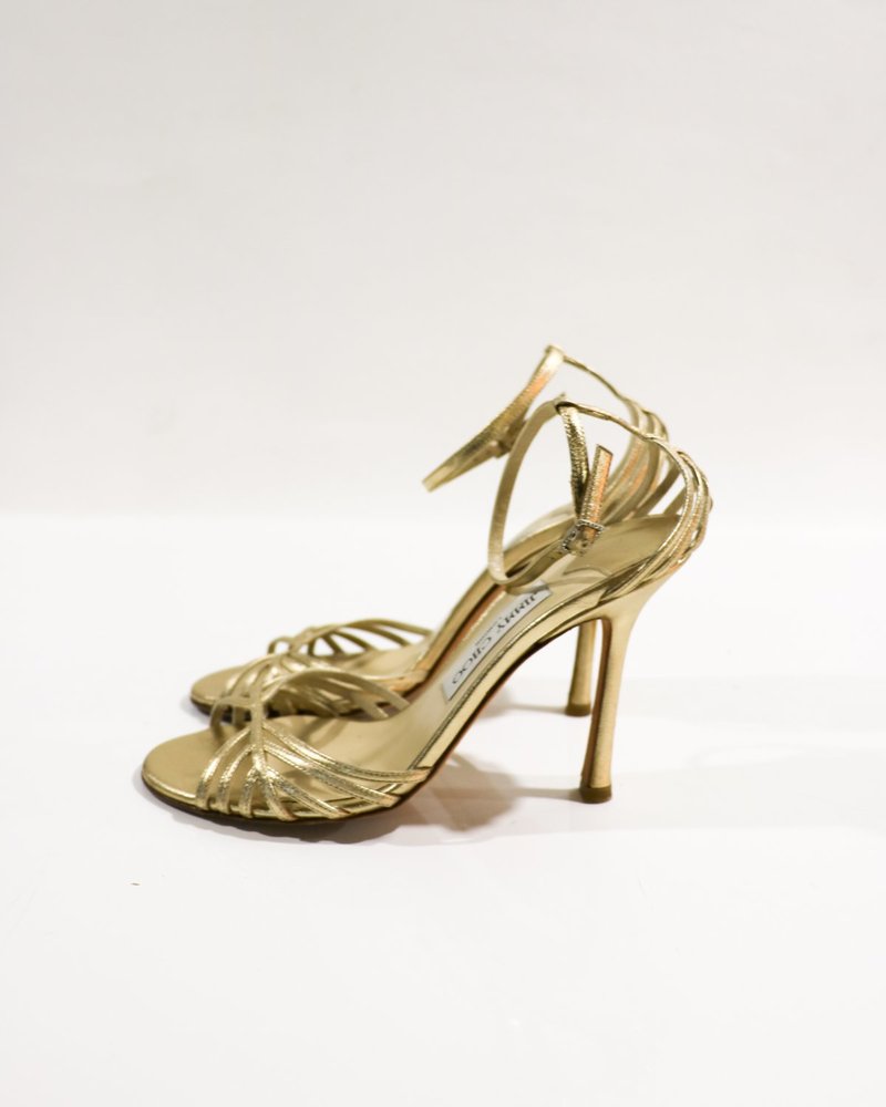 pre-loved Jimmy Choo Strappy Sandals - gold