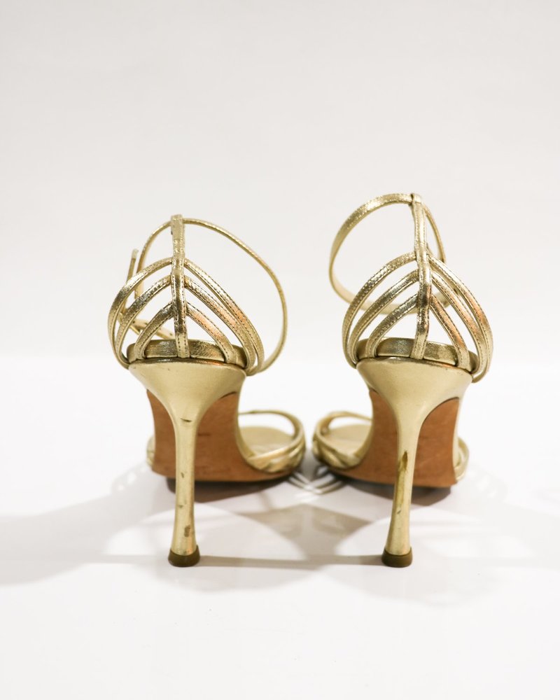 pre-loved Jimmy Choo Strappy Sandals - gold