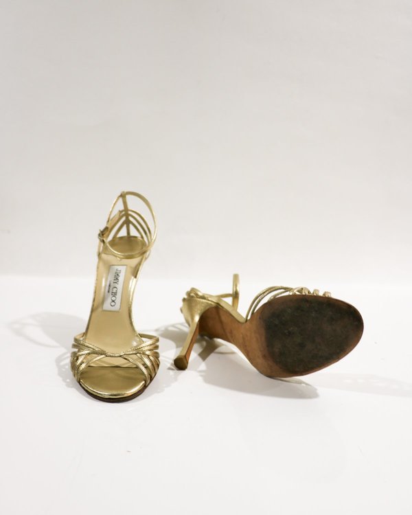 pre-loved Jimmy Choo Strappy Sandals - gold