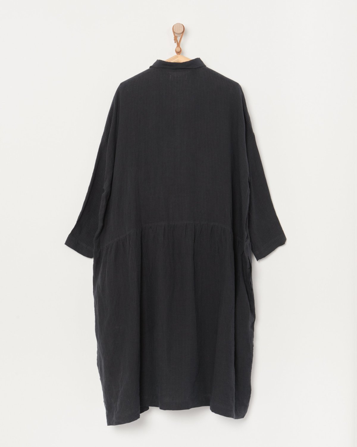 ICHI ANTIQUITES Linen Azumadaki Dress - Black Gingham | Garmentory 