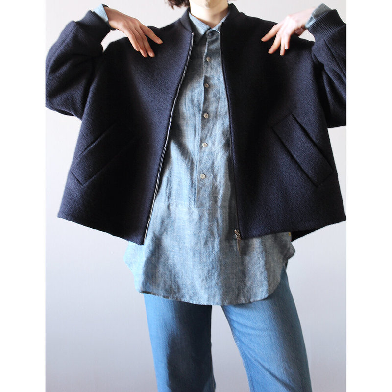 Studio Nicholson Hewitt Bomber Jacket - Dark Navy | Garmentory