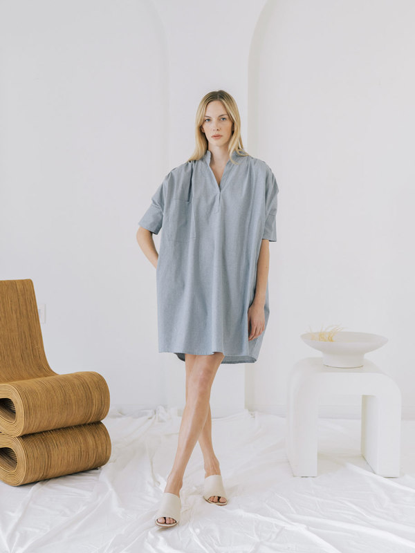 LAUDE the Label Split Neck Dress - Chambray LAUDE the Label Split Neck Dress - Chambray