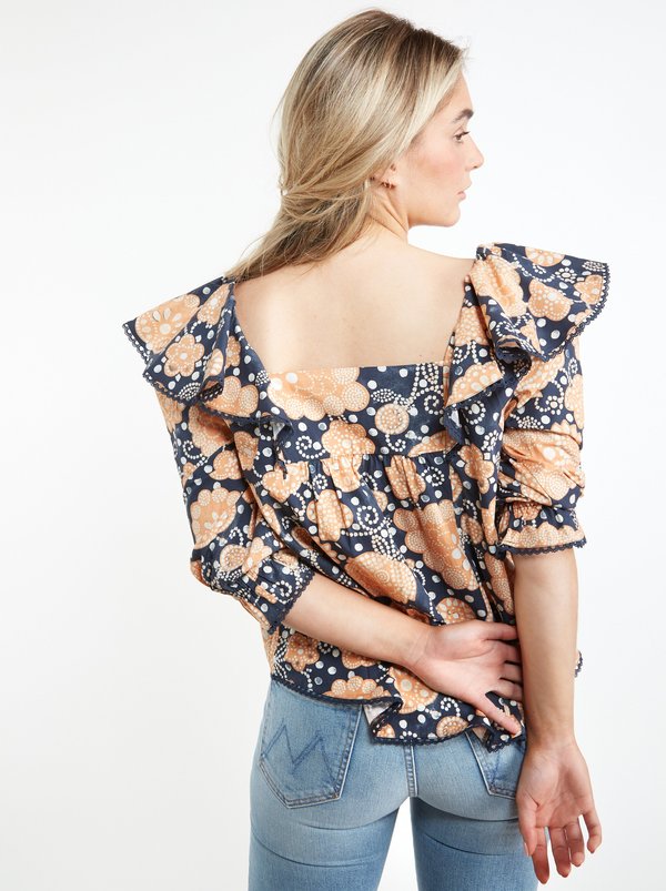 THE ODELLS Roberta Top - Indigo Multi THE ODELLS Roberta Top - Indigo Multi