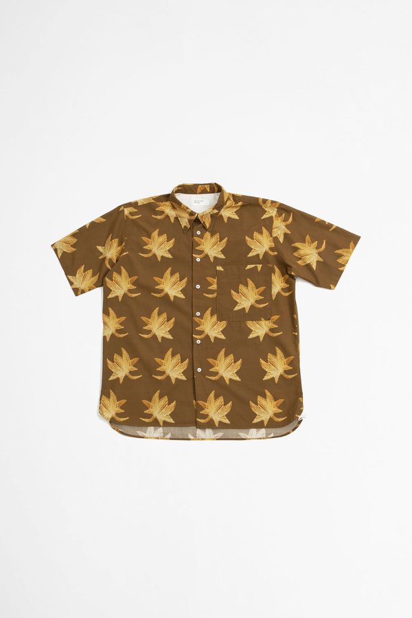Universal Works Big pocket lotus print shirt - brown Universal Works Big pocket lotus print shirt - brown
