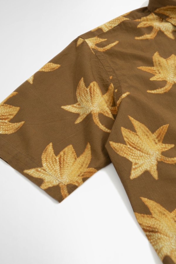 Universal Works Big pocket lotus print shirt - brown Universal Works Big pocket lotus print shirt - brown
