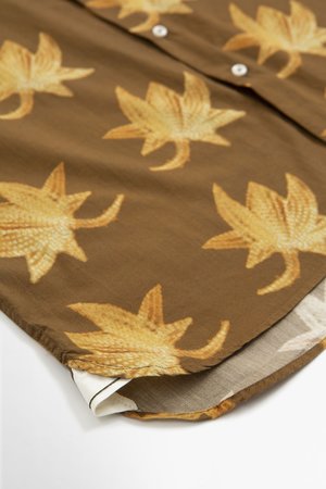 Universal Works Big pocket lotus print shirt - brown Universal Works Big pocket lotus print shirt - brown