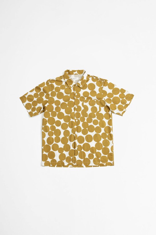 Universal Works Road dot print poplin shirt - gold Universal Works Road dot print poplin shirt - gold