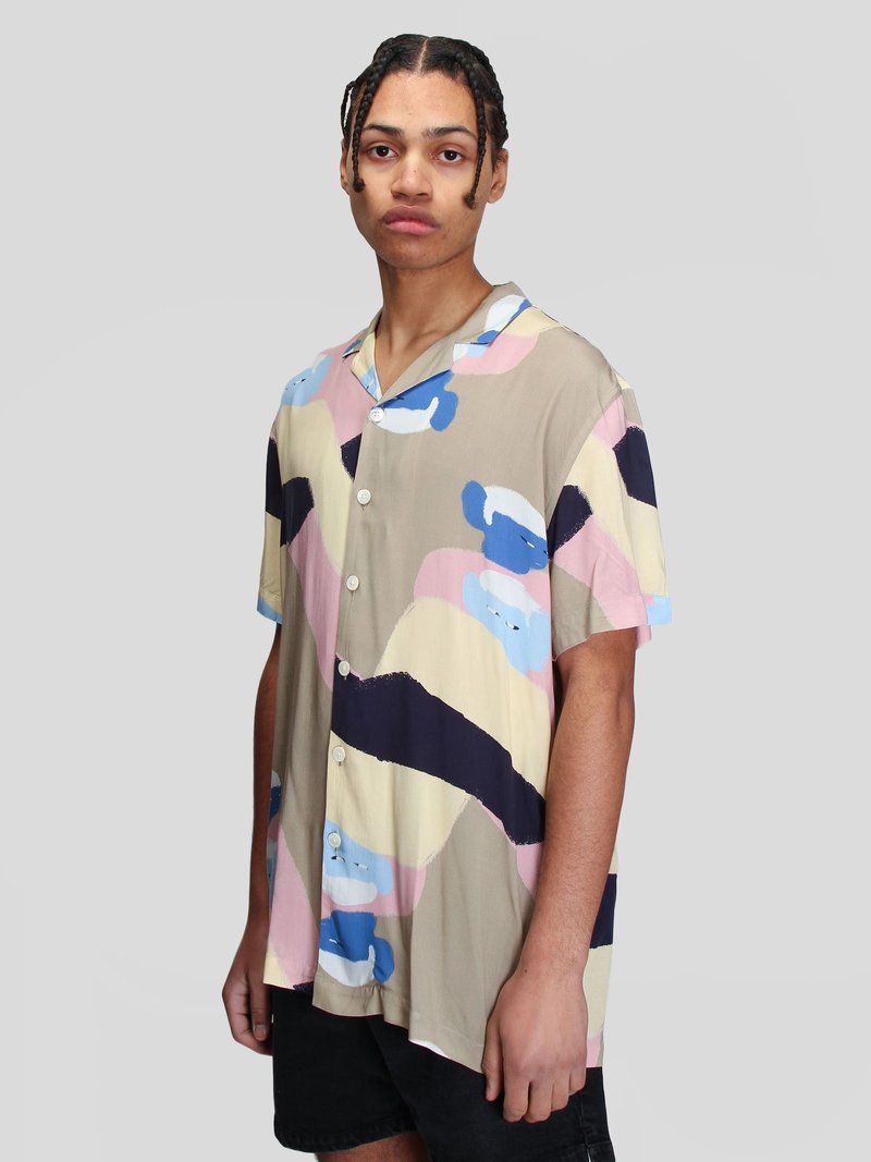 Schnayderman's Notch SS People Print Shirt - Cream/Pink