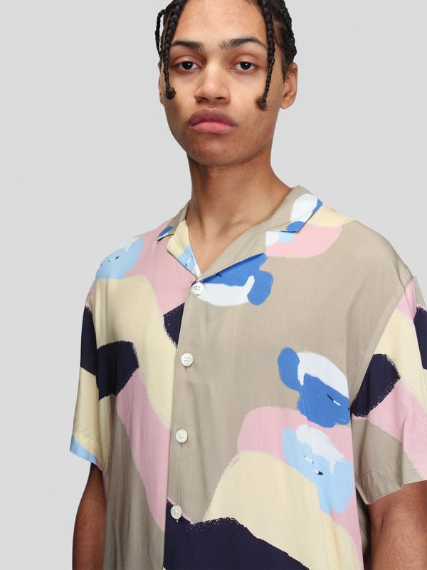 Schnayderman's Notch SS People Print Shirt - Cream/Pink