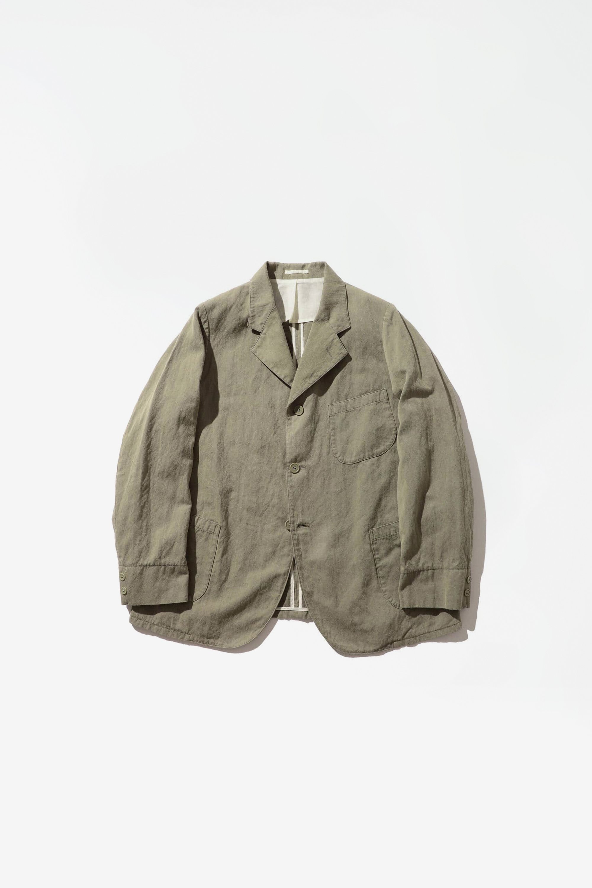 Beams Plus cotton/linen herringbone Work Jacket - Olive