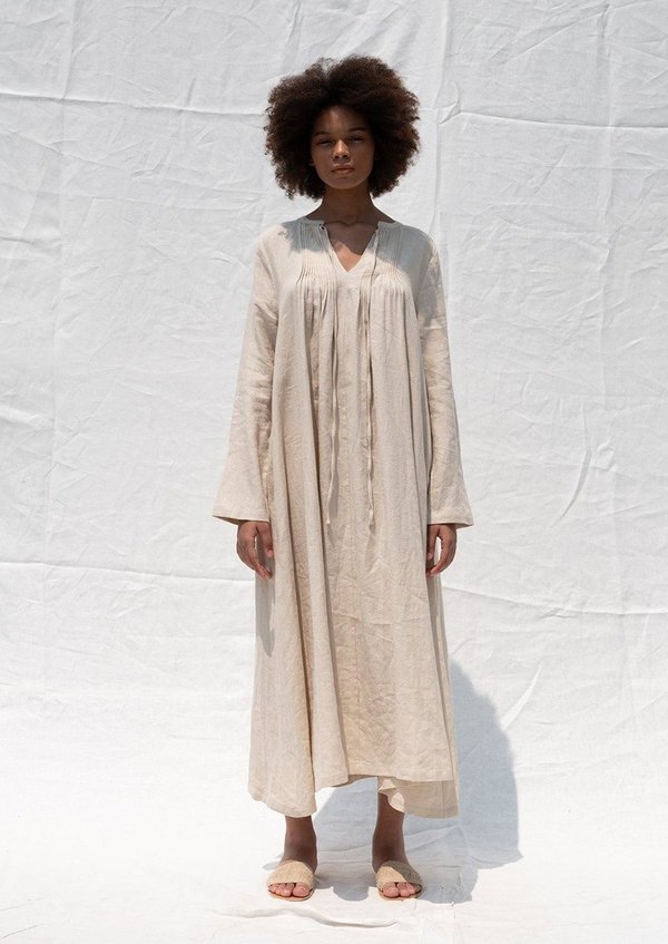 Missing you already Linen pintuck dress - light beige | Garmentory