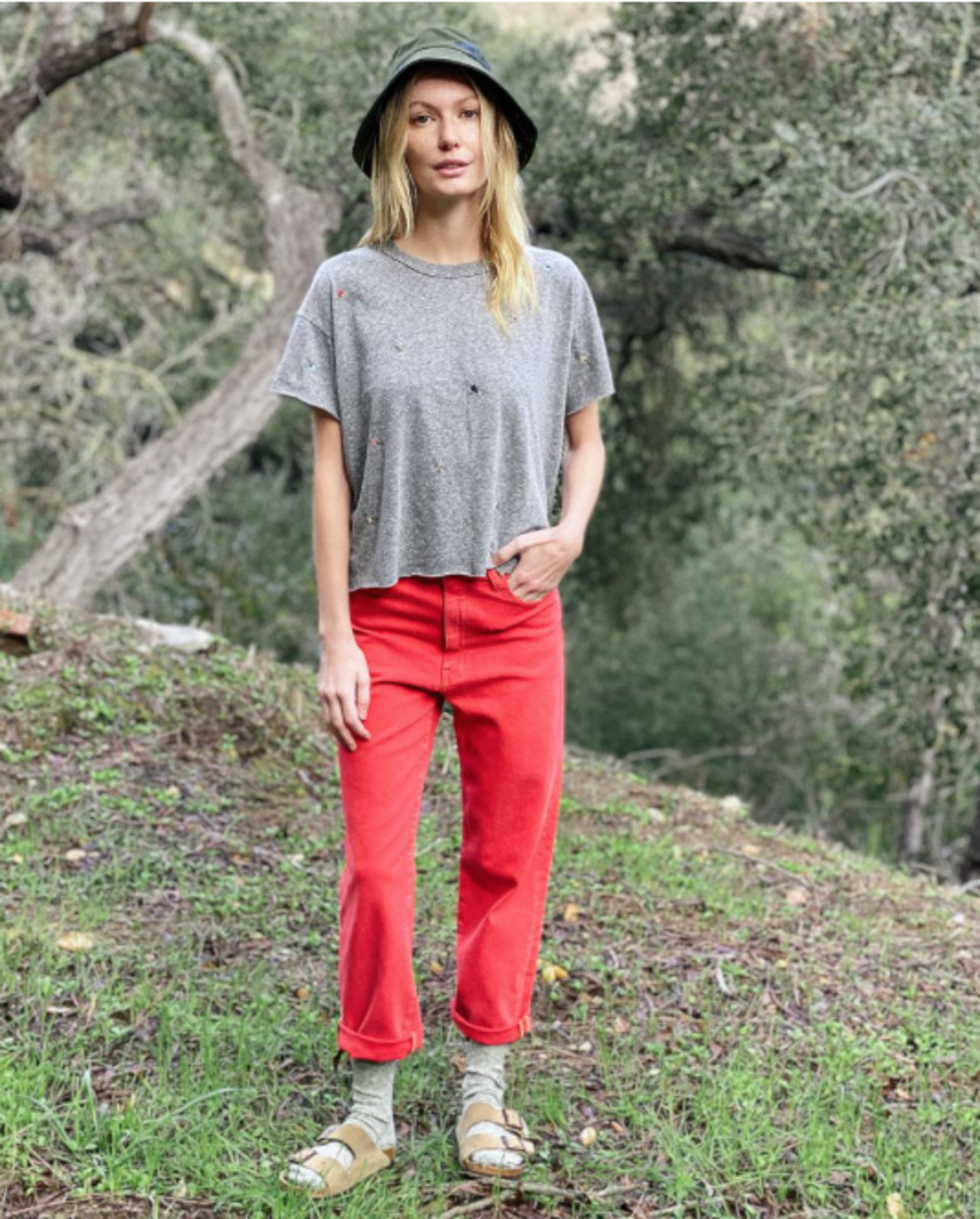 The Long Sleeve Crop Tee Heather Grey main image 0
