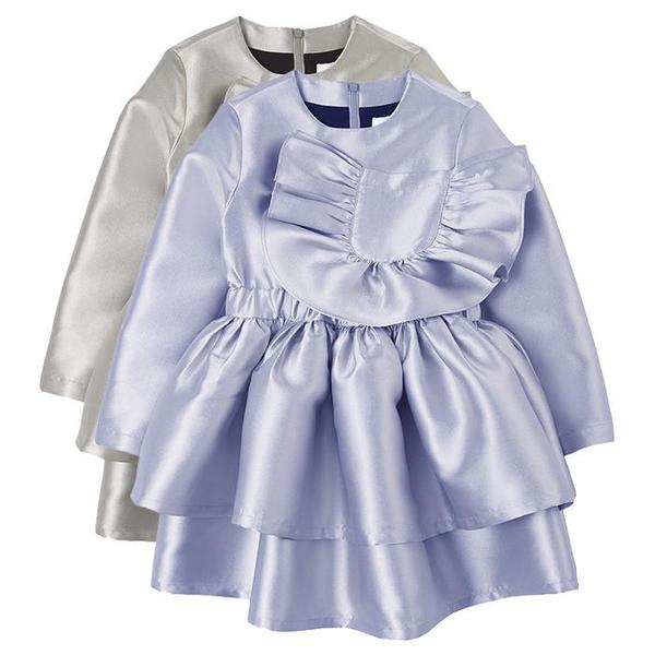 Kids Caroline Bosmans Child Gloss Satin Dress - Blue | Garmentory