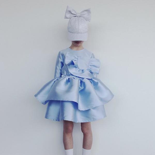 Kids Caroline Bosmans Child Gloss Satin Dress - Blue | Garmentory