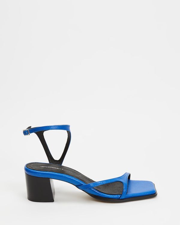 "INTENTIONALLY __________." Fan sandals - Cobalt