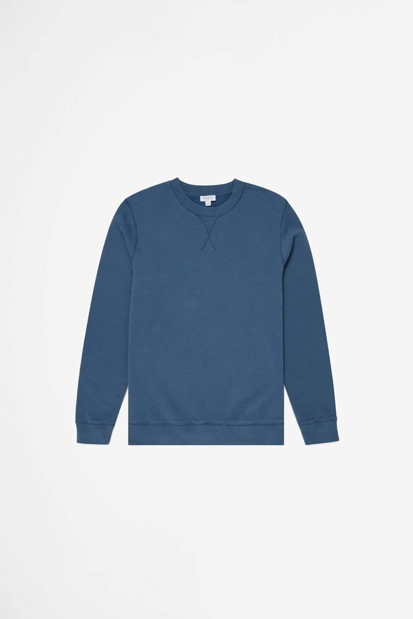 Sunspel Cotton loopback sweatshirt - smoke blue Sunspel Cotton loopback sweatshirt - smoke blue