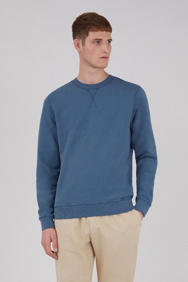 Sunspel Cotton loopback sweatshirt - smoke blue Sunspel Cotton loopback sweatshirt - smoke blue
