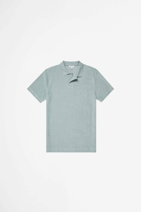 Sunspel Organic Cotton Towelling polo - dusky green Sunspel Organic Cotton Towelling polo - dusky green