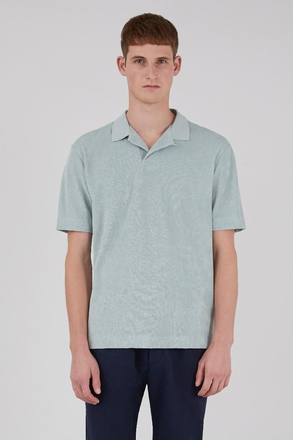 Sunspel Organic Cotton Towelling polo - dusky green Sunspel Organic Cotton Towelling polo - dusky green