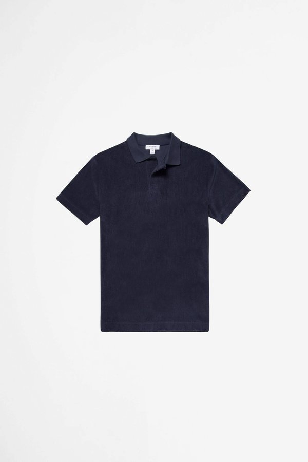 Sunspel Organic Cotton Towelling polo - navy Sunspel Organic Cotton Towelling polo - navy