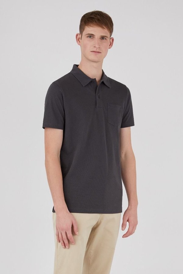 Sunspel Riviera polo shirt top - charcoal Sunspel Riviera polo shirt top - charcoal