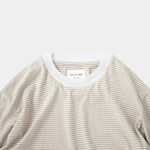 Still By Hand Striped half sleeve t-shirt - yellow/beige Still By Hand Striped half sleeve t-shirt - yellow/beige