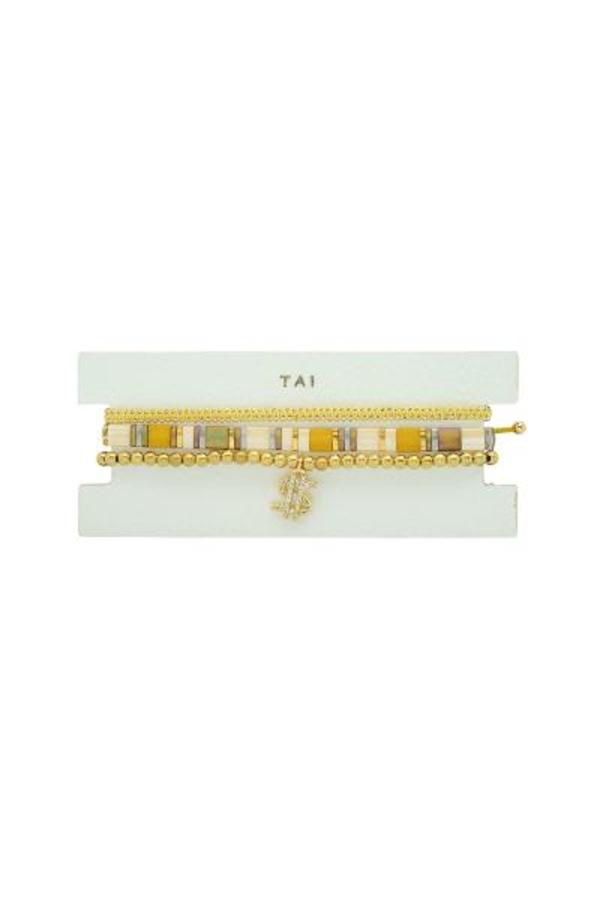 tai Set of 3 Beaded Bracelet - Mustard tai Set of 3 Beaded Bracelet - Mustard