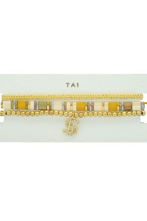 tai Set of 3 Beaded Bracelet - Mustard tai Set of 3 Beaded Bracelet - Mustard