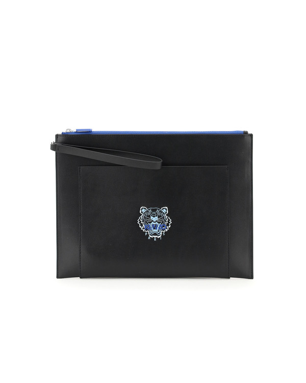 Kenzo Large Leather Pouch bag black Garmentory